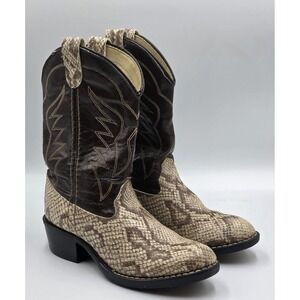 Bronco 1911 Kids Cowboy Boots Python Snakeskin Western Size 1 D Vintage